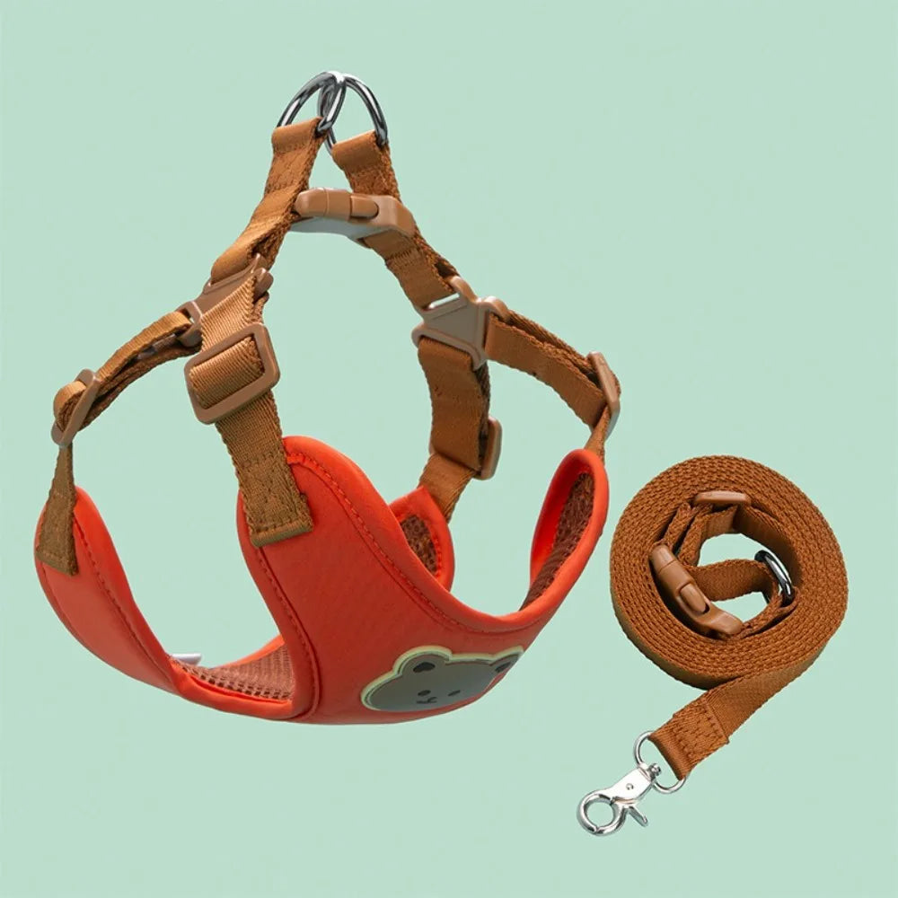 Adjustable Anti-Escape Pet Harness & Leash Set - No-Pull Chest Strap Vest for Dogs & Cats, Outdoor Walking
