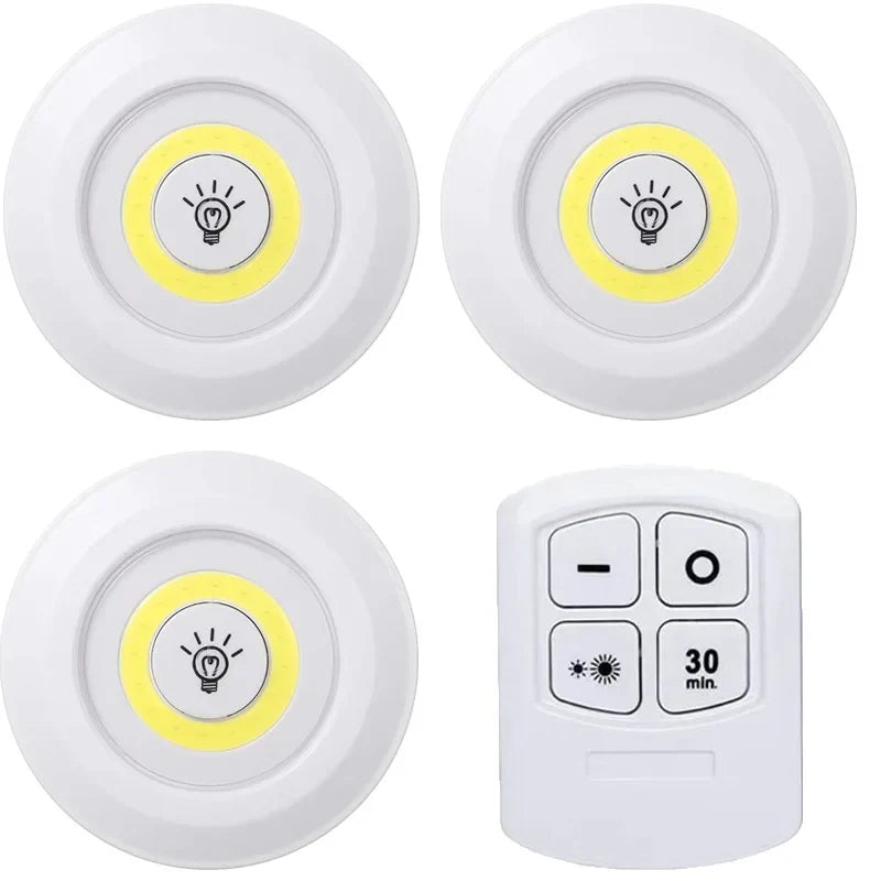 Dimmable Battery-Operated LED Under-Cabinet Light with Remote — Closet, Wardrobe & Bathroom Night Lamp