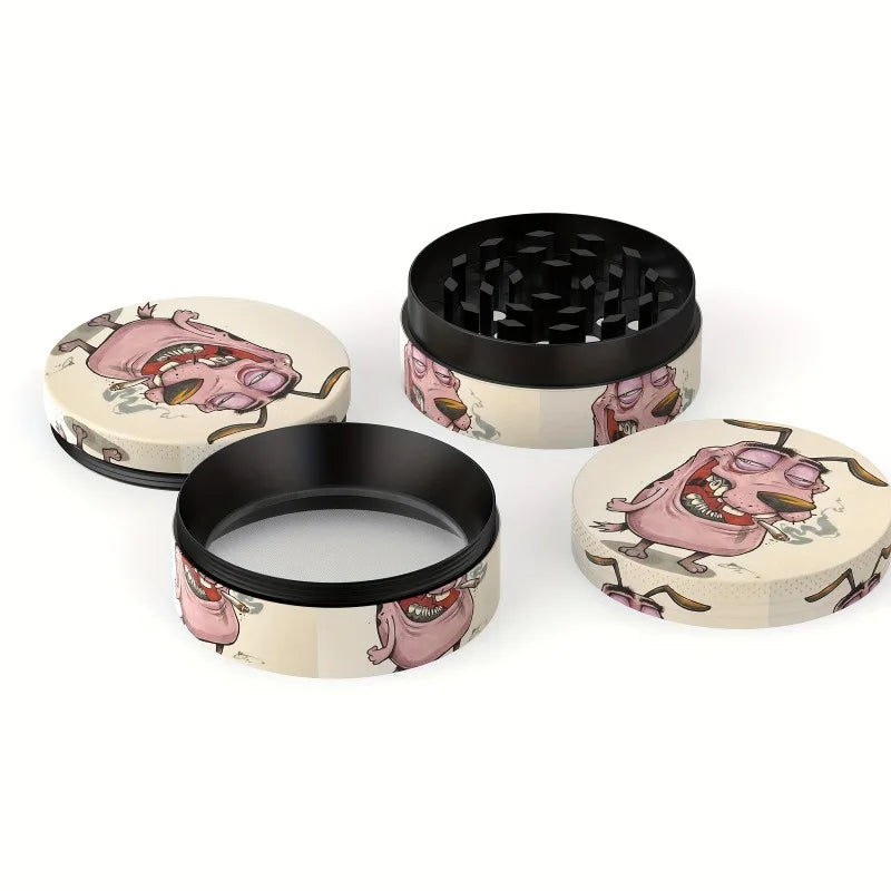 2-Inch (50mm) Zinc Alloy Dog Pattern 4-in-1 Herb Grinder – Tobacco & Spice Crusher