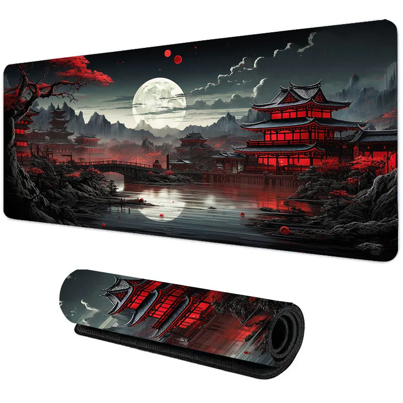 Night Moonlight Large Gaming Mouse Pad Non-Slip Stitched Rubber Desk Mat for Laptop PC Esports
