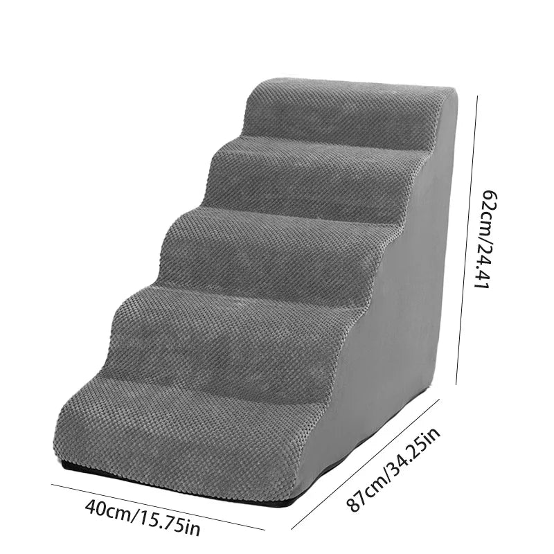 Detachable Washable High-Density Foam Pet Stairs 4-5 Step Ramp for Small Dogs & Cats L/XL