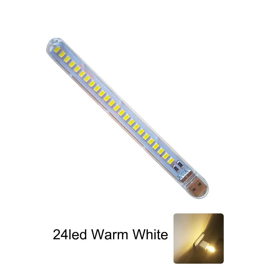 Mini USB LED Book Light – 3/8/24 LED Ultra Bright RGB Portable Reading Lamp for Power Bank, Laptop & Notebook