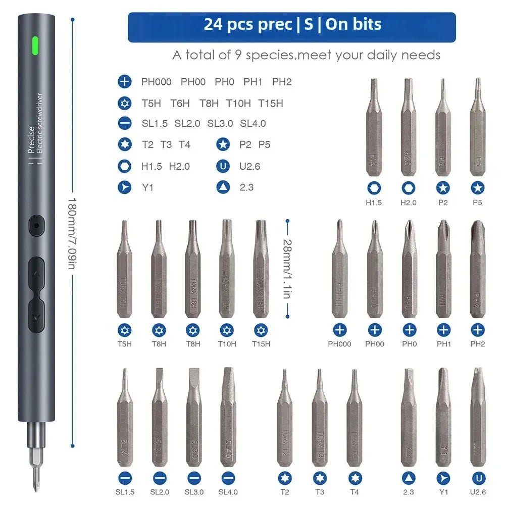 28/62-in-1 Precision Electric Screwdriver Kit — Rechargeable Cordless Mini Repair Tool Set for Phones, Laptops & Electronics