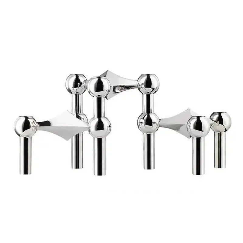 Molecular Structure Stainless Steel Candle Holder - Nordic Silver Candelabra Centerpiece