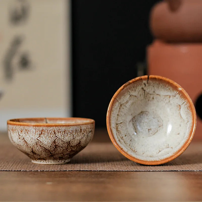 45ml (1.5 fl oz) Mini Jianzhan Kiln-Glazed Ceramic Tea Cup Kung Fu Teacup & Espresso Cup