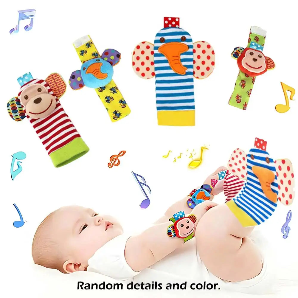 4-Pack Baby Wrist Rattle Socks – Infant Sensory Toy Socks 0-12 Months Unisex