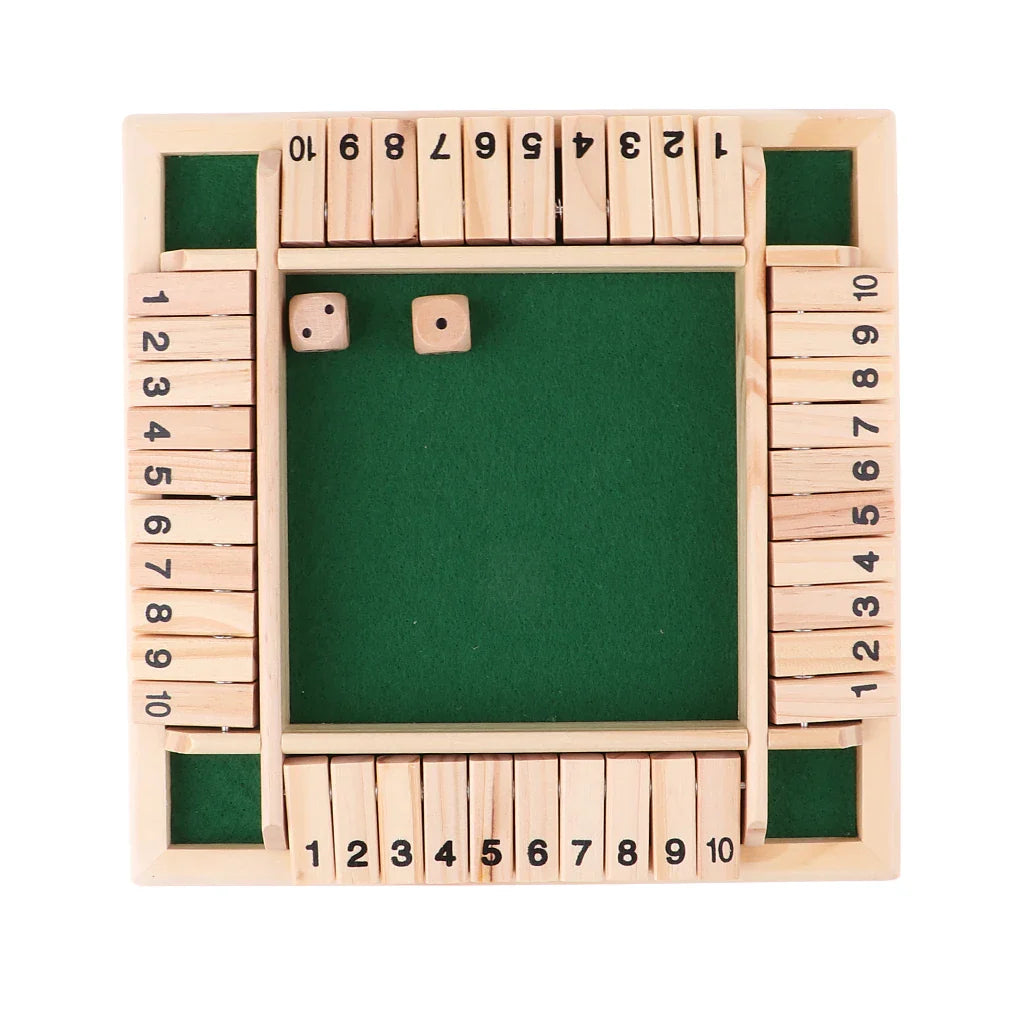 Wooden Arithmetic Dice Game Shut the Box 4-Player Party & Family Number Game