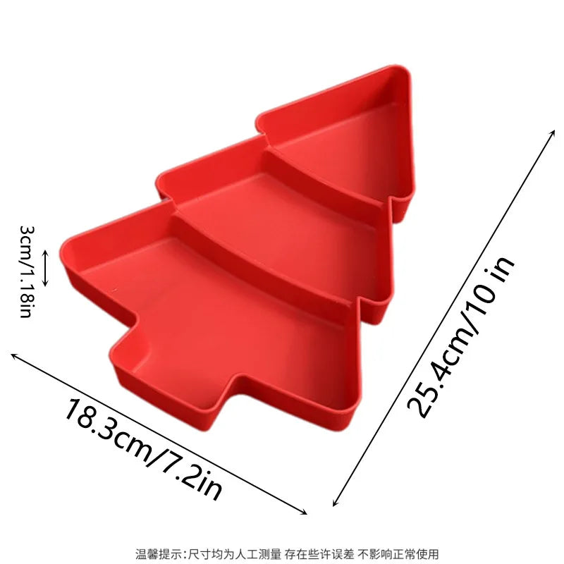 Christmas Tree Snack Plate - Food-Grade Plastic Candy, Nuts & Dry Fruit Tray (26 x 18.5 cm / 10.2 x 7.3 in)