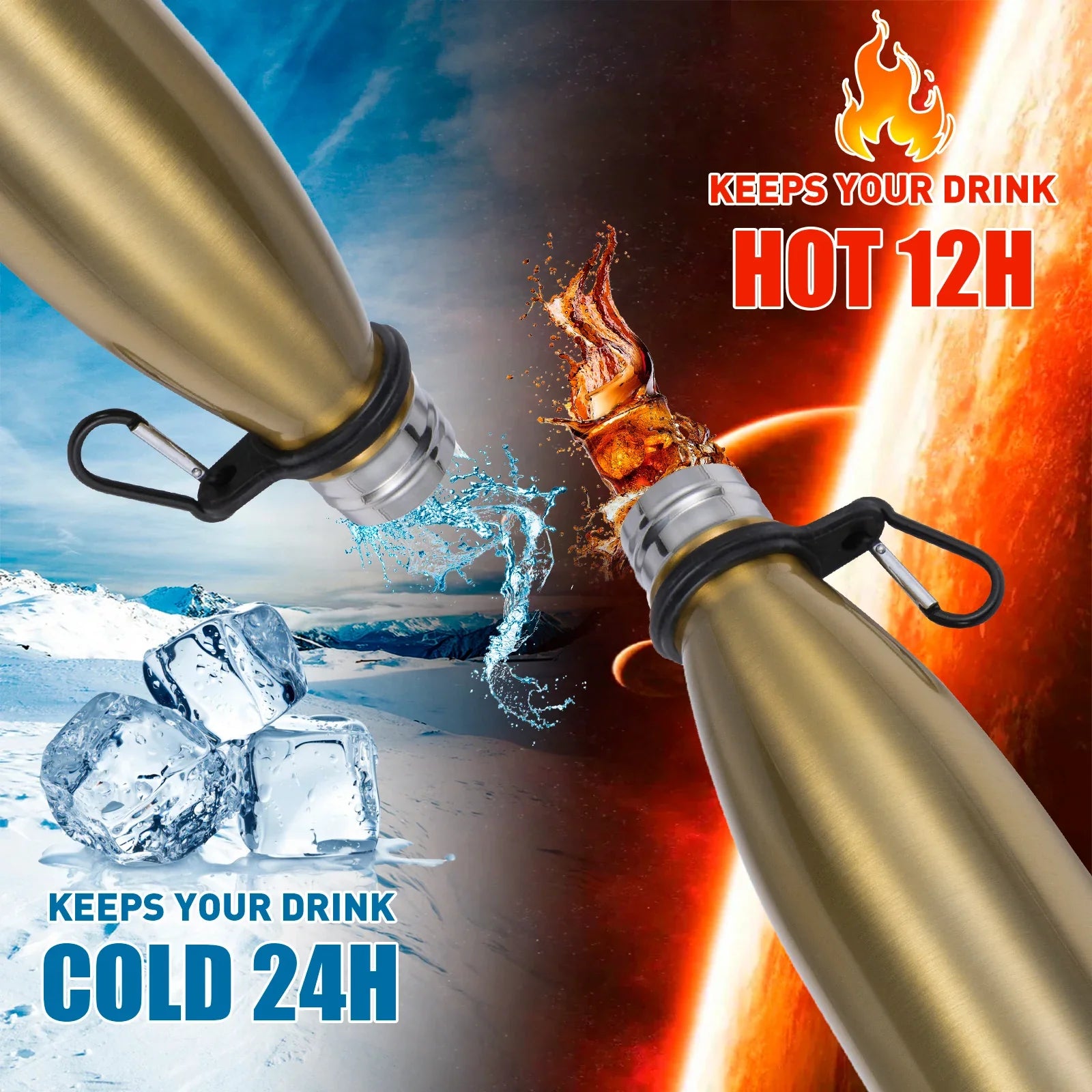 Stainless Steel Hidden Compartment Water Bottle - Diversion Safe for Keys, Cash & Valuables