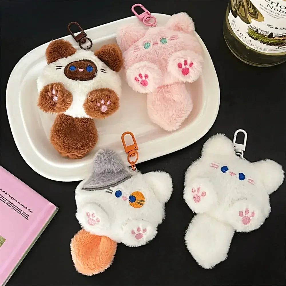 Plush Cat Keychain Bag Charm – Cute Cat Doll Pendant for Backpack, Purse and Car Mirror, Gift for Girls & Couples