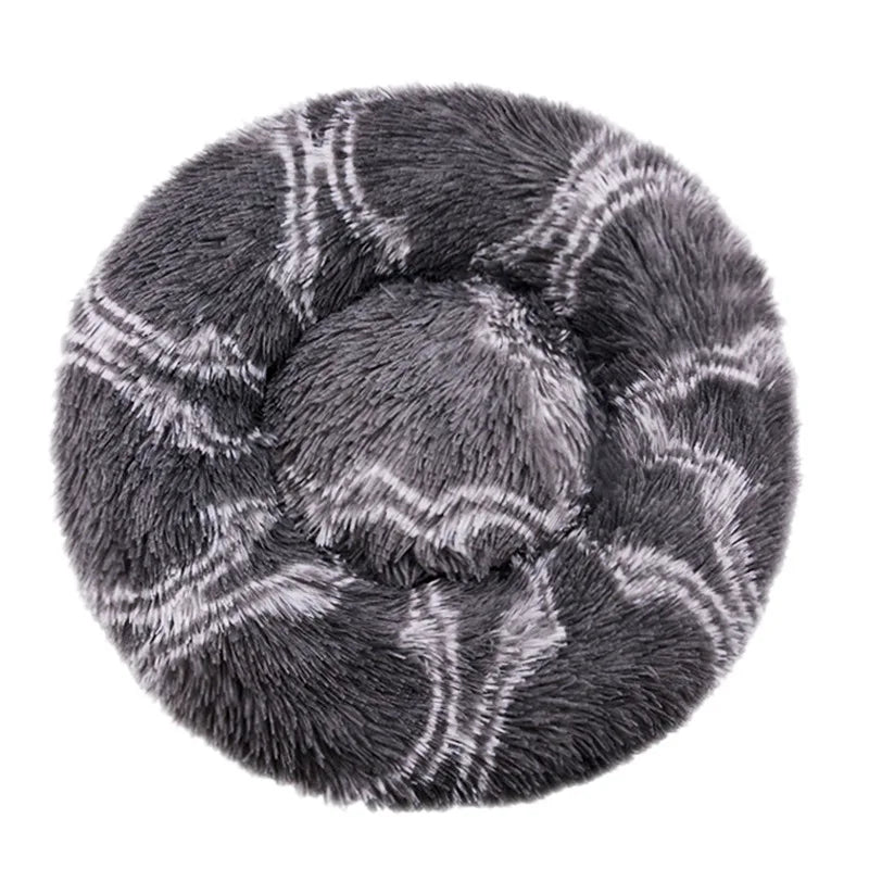 Round Plush Pet Bed, Washable Cozy Dog & Cat Sofa, Winter Warm, Multiple Sizes 16–35 in (40–90 cm)