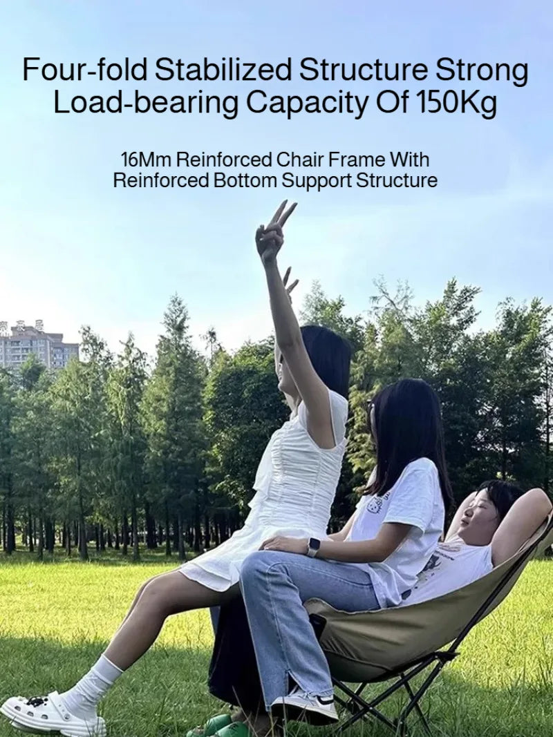 Portable Folding Recliner Chair with Curved Headrest & Leg Rest, Lightweight Foldable Outdoor Beach and Camping Chair