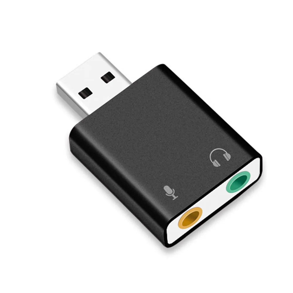 External USB Sound Card Adapter – USB to 3.5mm Headphone & Mic Converter, Virtual 7.1, Plug & Play
