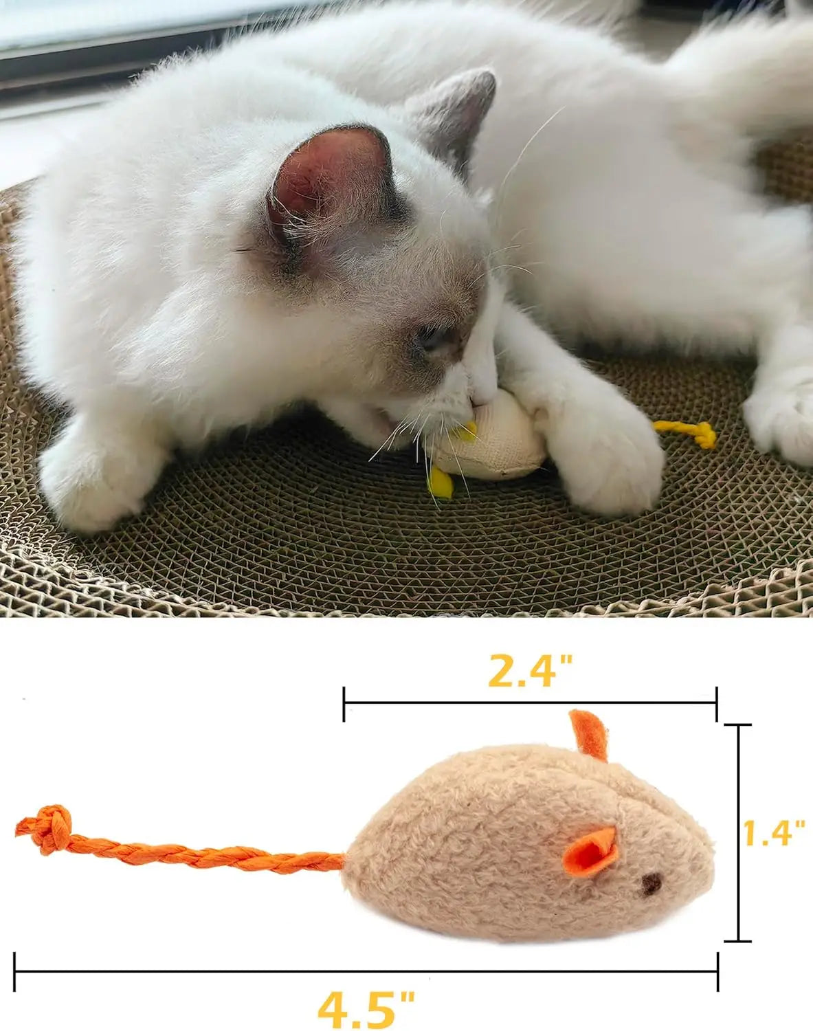 Rattle Catnip Mice Toy — Faux Fur Prefilled Catnip, Interactive Indoor Cat Toys — 3pc & 200pc Pack Options