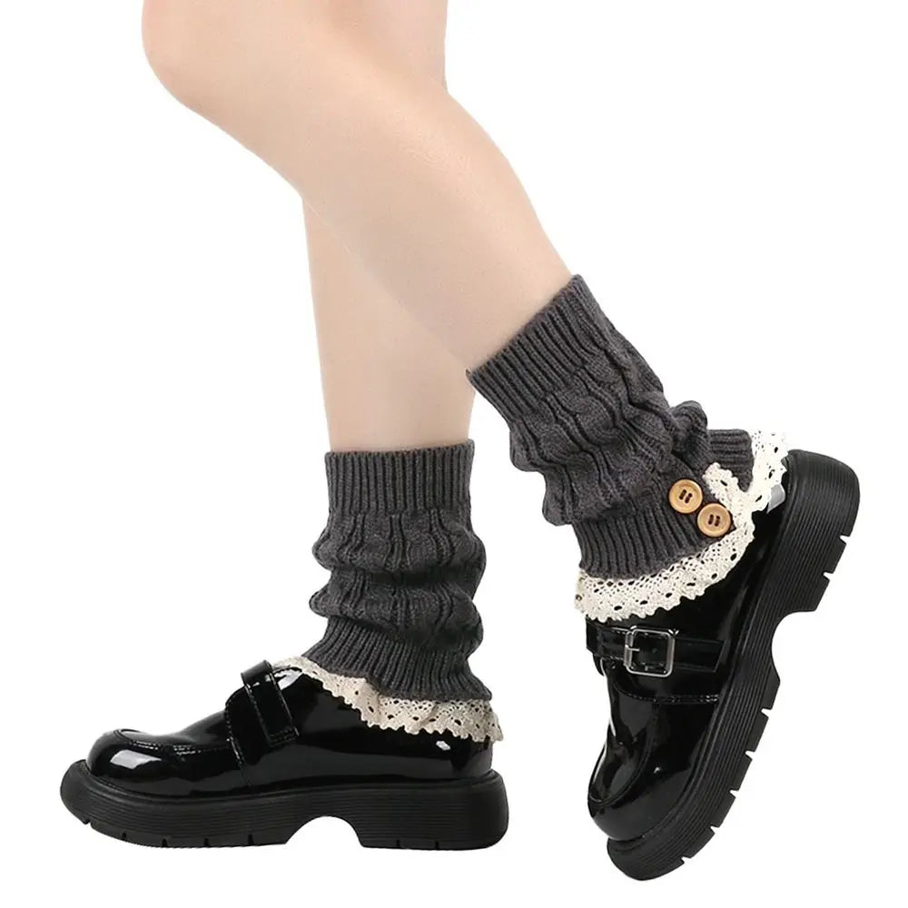 Lolita Harajuku Knit Leg Warmers – Thick Winter Ankle Boot Socks, 21 cm (8.3 in) – Women & Girls