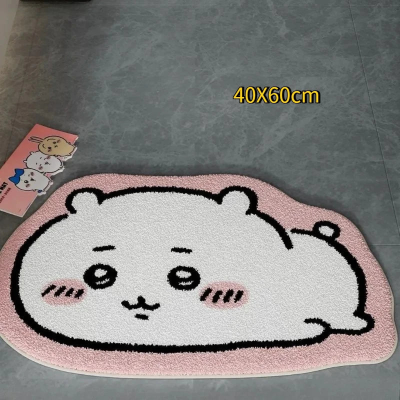 Hachiware Usagi Plush Rug - Soft Non-Slip Anime Floor Mat for Bathroom, Living Room & Car