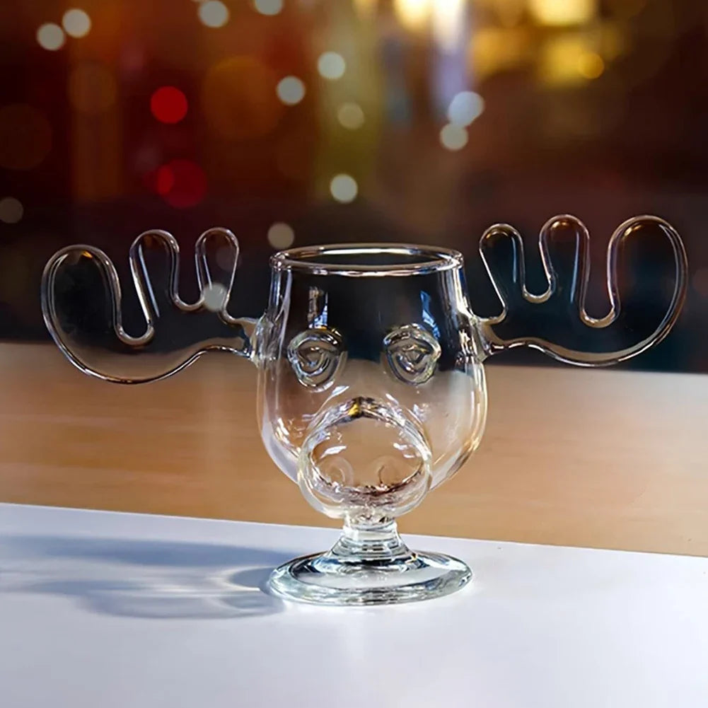 240ml (8oz) Moose Reindeer Glass Mug — Christmas Wine & Cocktail Cup