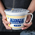 Large Ceramic Noodle Bowl with Lid - Keeps Noodles Warm | Ramen & Soup Bowl for Dorms and Home Kitchens