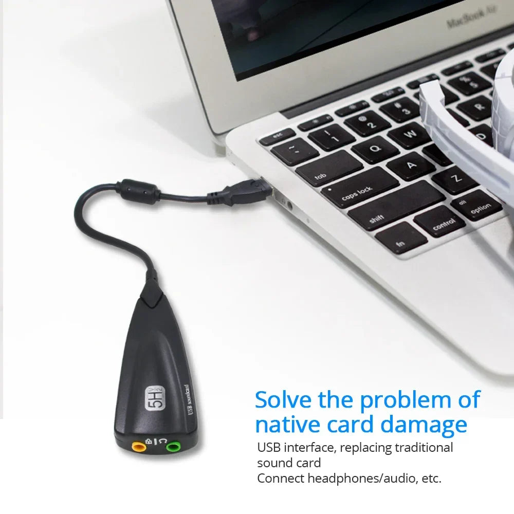 USB 7.1 External Sound Card – Virtual 7.1 Audio Adapter for PC Gaming, Plug-and-Play
