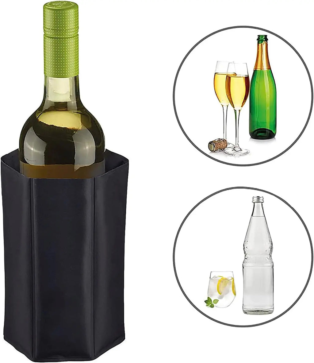 Reusable Iceless Bottle Cooler Sleeve - Freezer-Activated Gel Chiller for Wine, Champagne & Beer (Foldable, Portable)