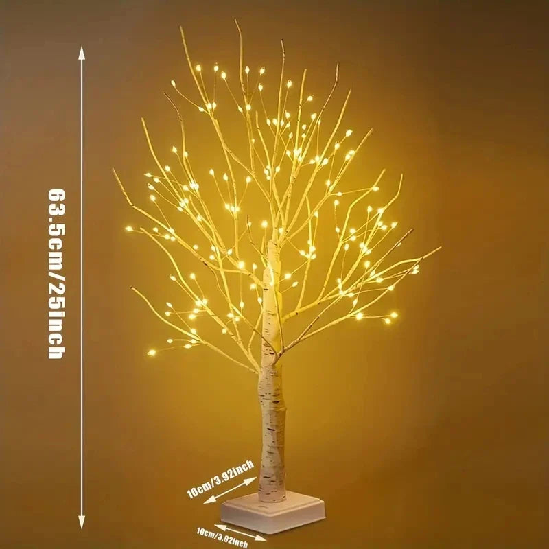 144 LED Birch Tree Light Warm White - USB & Battery Powered, 60 x 10 cm (23.6 x 3.9 in) Holiday Tabletop Decor for Christmas, Halloween, Easter