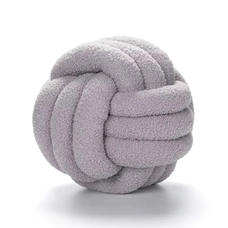 Aesthetic Knotted Ball Plush Cushion - Nordic Round Throw Pillow for Sofa & Bed, 22/28 cm (8.7/11 in)