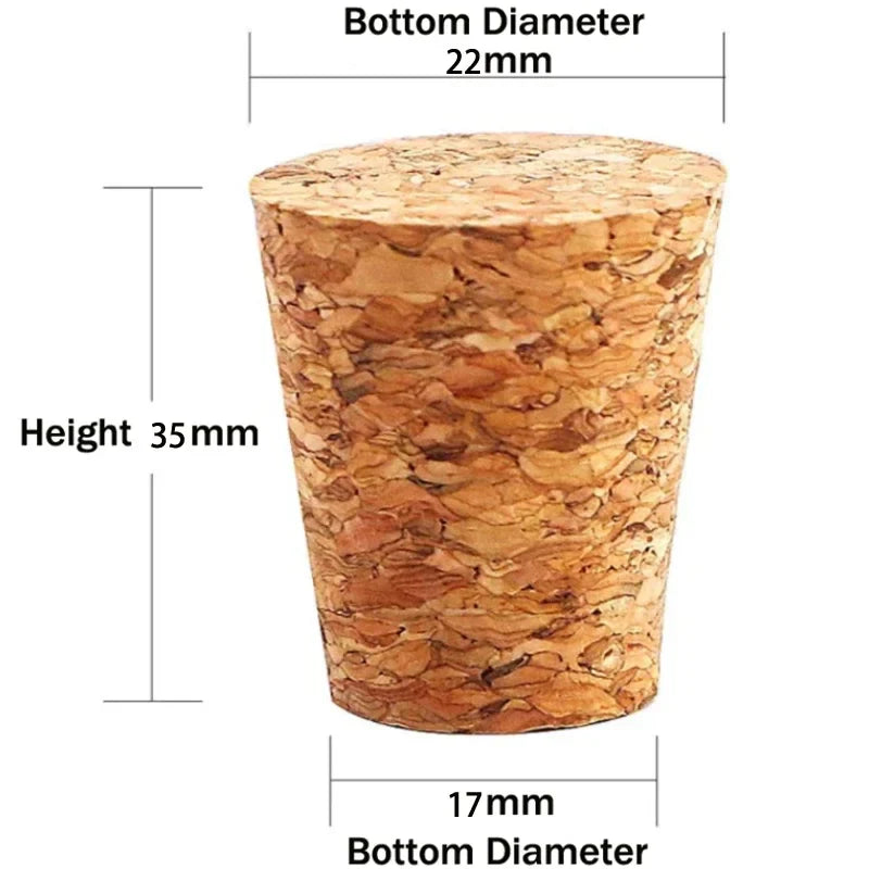 Wooden Conical Cork Stoppers - 5/10/20/50 Pack for Wine Bottles, Crafts & DIY