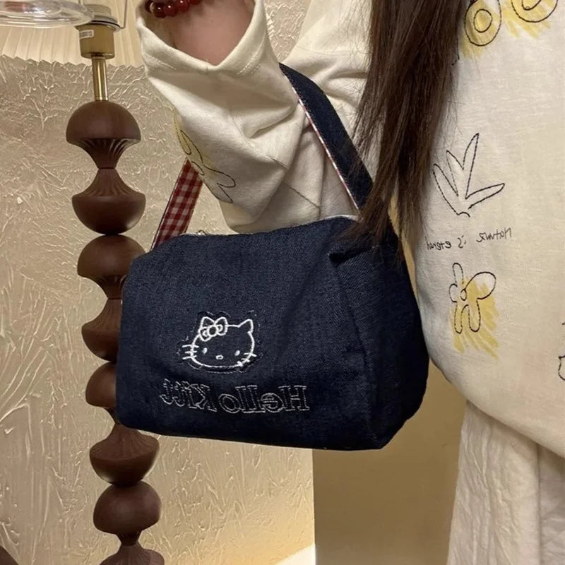 Kawaii Embroidered Makeup & Cosmetic Bag Large Capacity Travel Organizer Clutch Tote Satchel