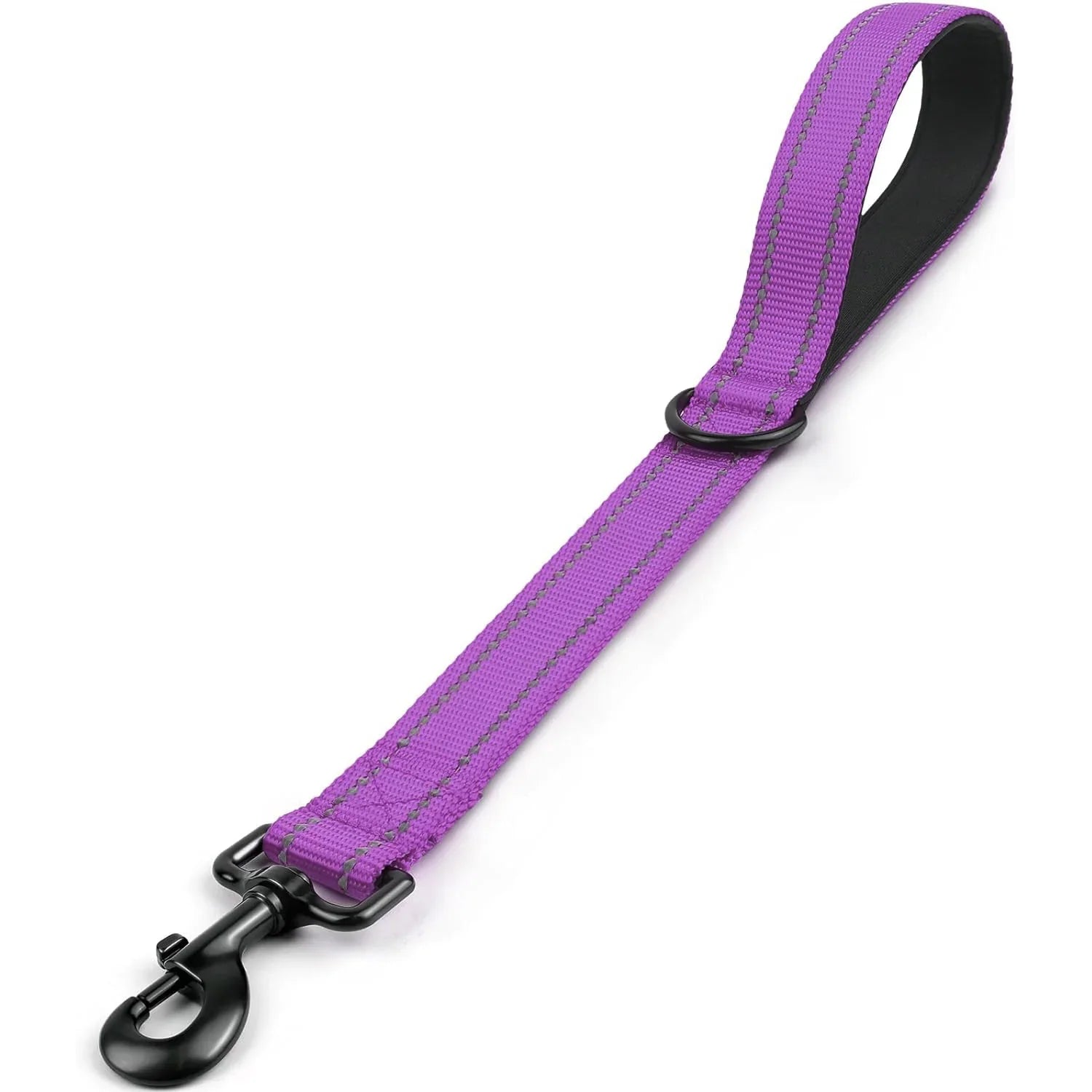 Short Nylon Dog Leash with Padded Traffic Handle - Heavy Duty Reflective Training Lead