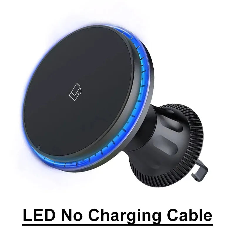 30W Magnetic Car Wireless Charger Vent Mount with RGB LED Light Fast MagSafe-Compatible Phone Holder