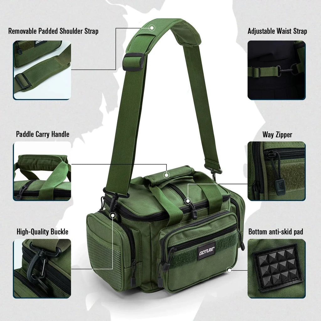 Fishing Tackle Bag 14.96 x 9.05 x 7.48 in (38 x 23 x 19 cm) High-Capacity 600D Oxford Shoulder Backpack for Fishing, Camping & Cycling