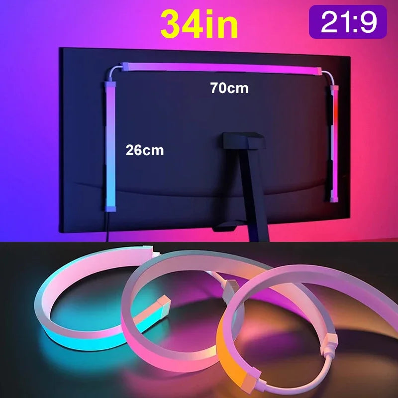 USB RGB LED Backlight Strip for Monitors – Ambilight Sync PC Gaming Ambient Light, Fits 24–34 in (61–86 cm)