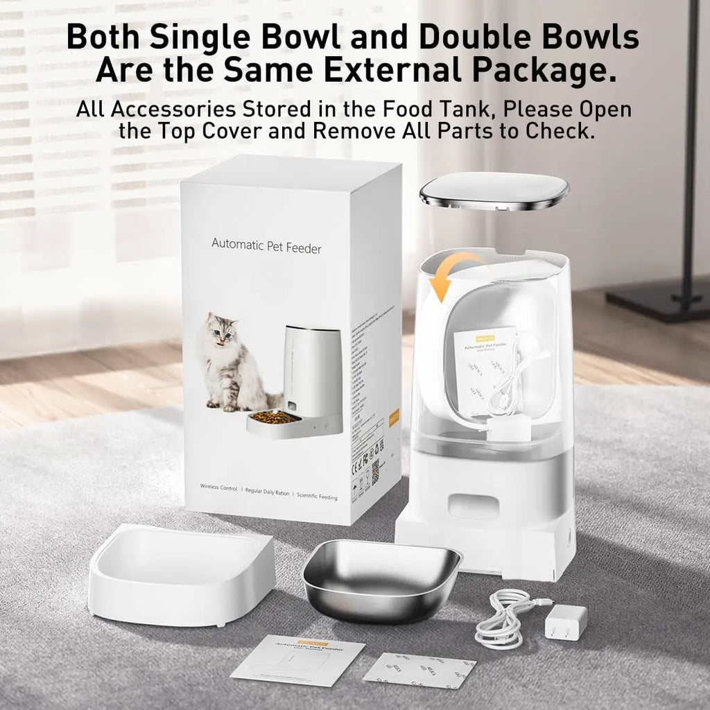 Automatic WiFi Pet Feeder 4L – Smart Kibble Dispenser for Cats & Small Dogs, App-Controlled Portion Timer & Remote