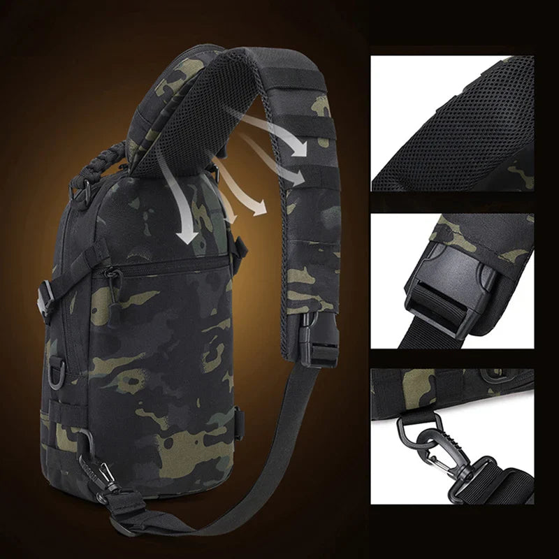 Tactical Chest Sling Bag for Men - Outdoor Hiking Camping Fishing Cycling MOLLE Shoulder Fanny Pack
