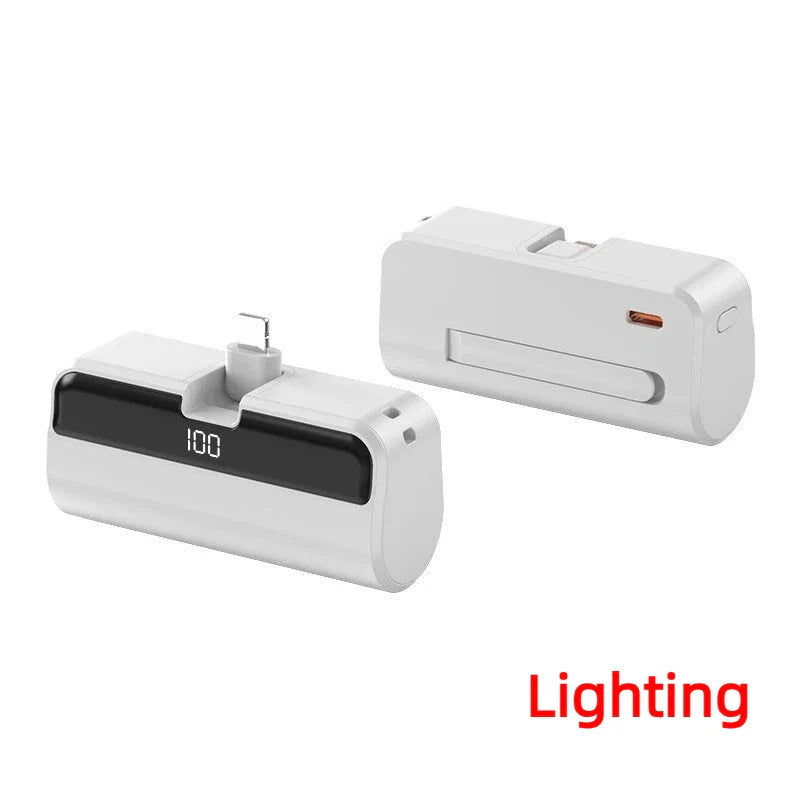 50000mAh Mini Capsule Power Bank – Portable Wireless Fast Charging with Digital Display, USB-A / USB-C / Lightning