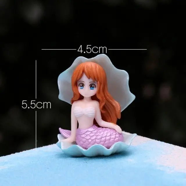 Little Mermaid Resin Figurine - Mini Aquarium Ornament, Cake Topper & Desk Decor
