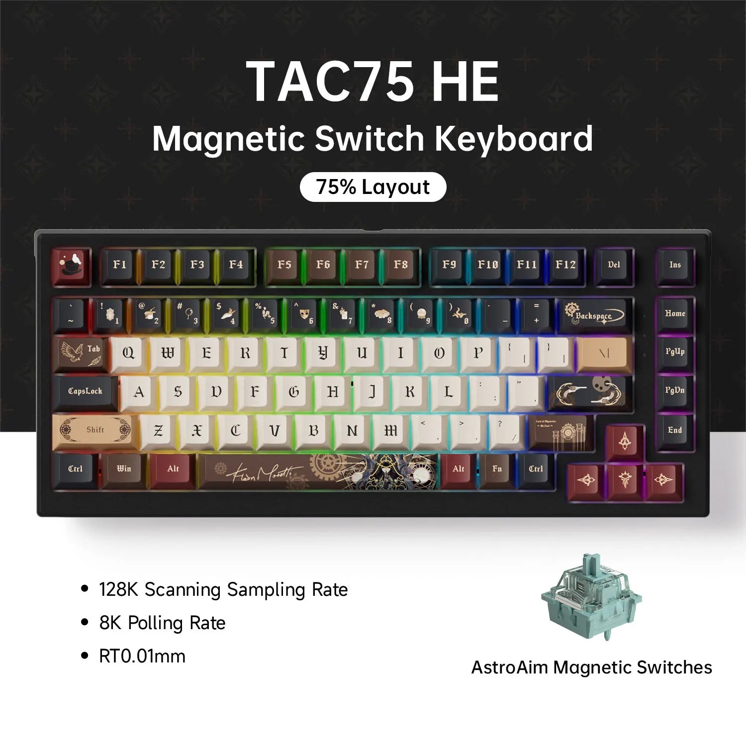75% Magnetic-Switch Mechanical Gaming Keyboard, 83-Key Hot-Swap Wired - 8K Polling, 0.005mm Rapid Trigger, ARGB