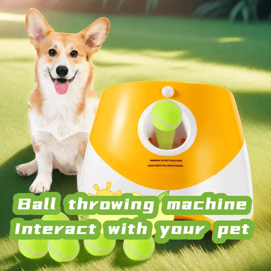 Automatic Dog Ball Launcher – Rechargeable USB Interactive Tennis Thrower, 5.8 cm Balls for Medium & Large Dogs