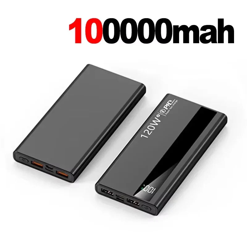 500000mAh 120W Fast Charging Power Bank PD 20W 4-Port USB Metal Portable Powerbank
