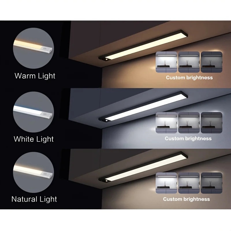 LED Motion Sensor Under-Cabinet Light - USB-C Rechargeable Wireless Night Lamp (10/20/30/40 cm | 4/8/12/16 in)