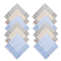 12-Pack Men's Pure Cotton Handkerchiefs Classic Plaid Pocket Squares for Suits & Wedding Favors