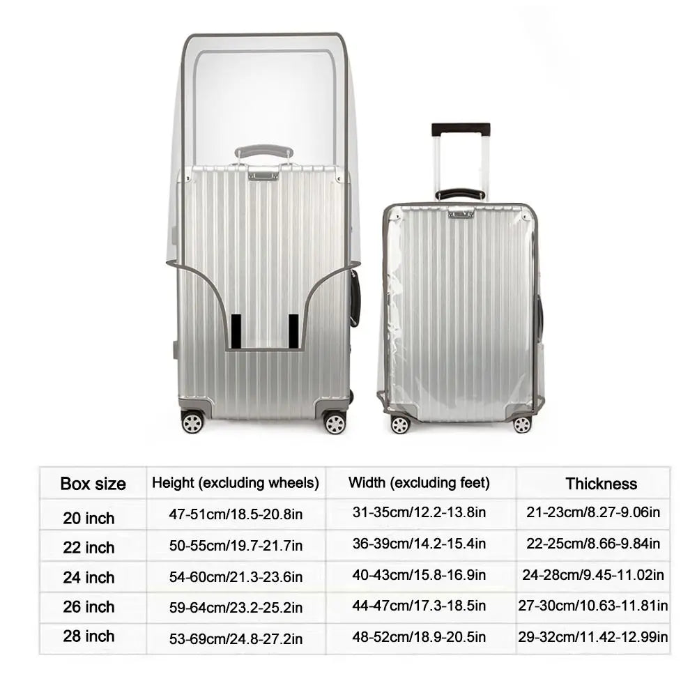 Transparent Waterproof PVC Luggage Cover Protector for 16-30 Inch (41-76 cm) Suitcase