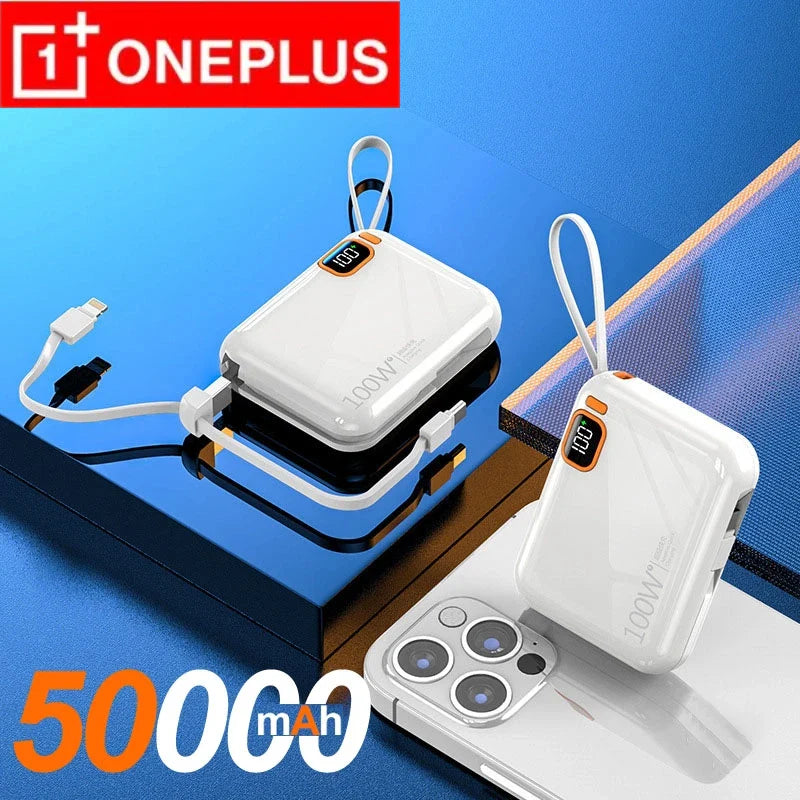 200000mAh 120W Portable Power Bank USB Type-C Two-Way Fast Charger with Built-In Cables & LED Display for iPhone & Samsung