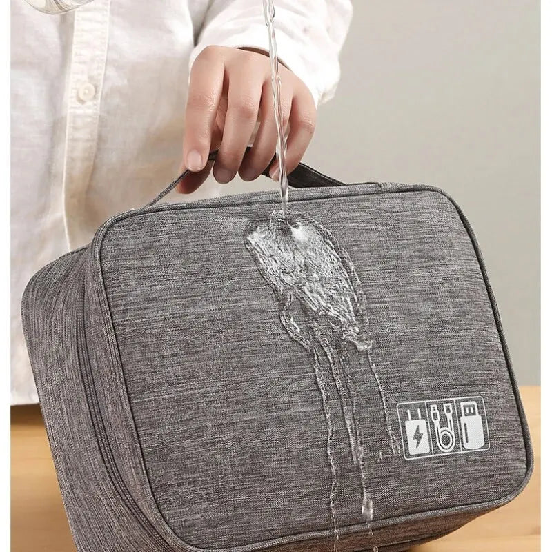 Large Travel Electronics Organizer — Multi-Compartment USB Cable & Power Bank Storage Bag (24 x 9 x 18 cm | 9.4 x 3.5 x 7.1 in)