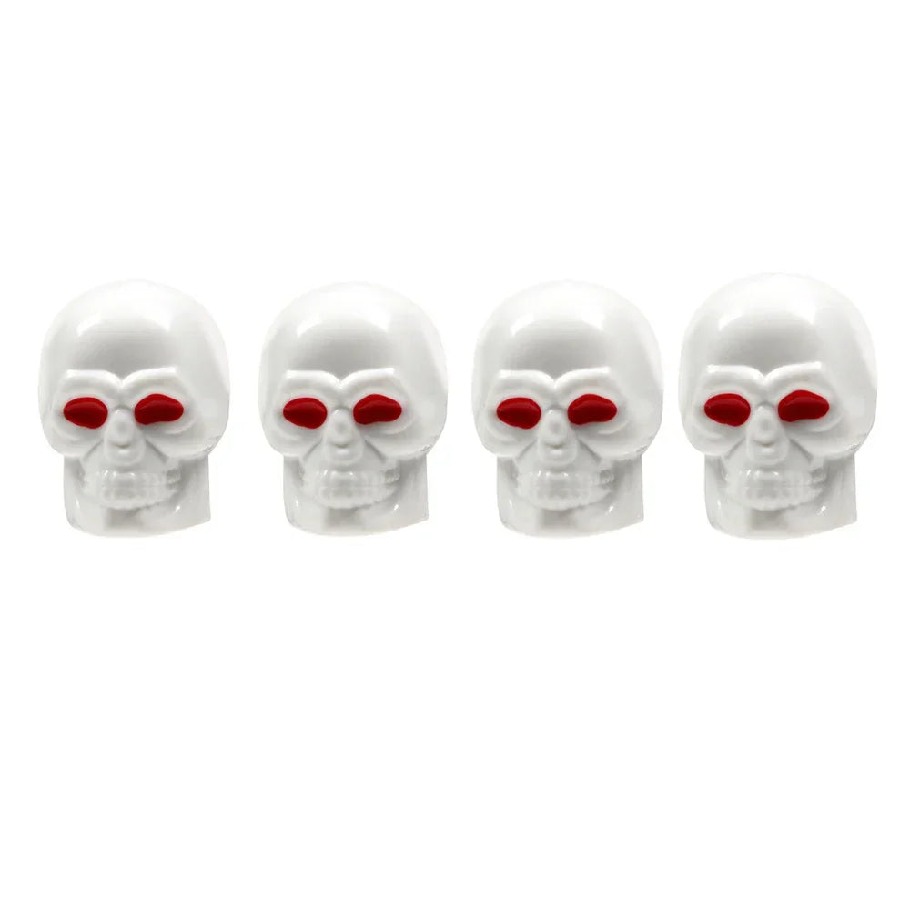 Skull Valve Stem Caps 4-Pack ABS Chrome Tire Valve Covers for Cars Motorcycles Bikes