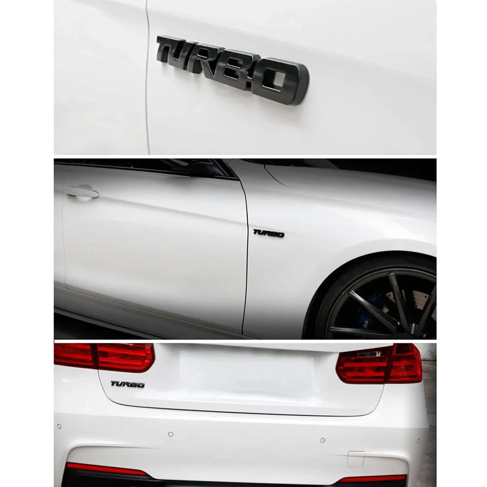 3D Turbo Boost Emblem Badge Car Sticker Chrome Zinc Alloy 9.7 x 1.1 cm (3.82 x 0.43 in)