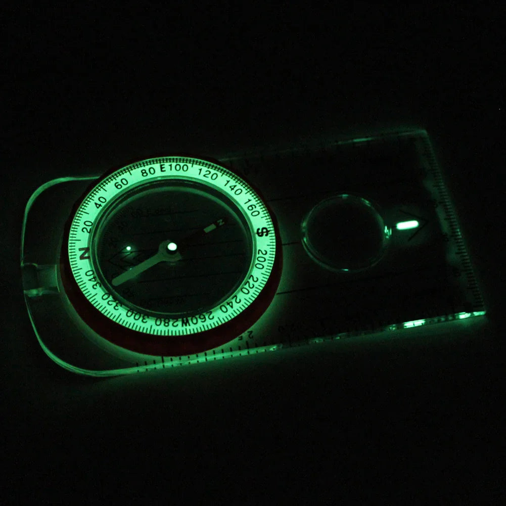Luminous Waterproof Hiking Compass High Accuracy Baseplate with Neck Strap 4.2 in (107 mm)