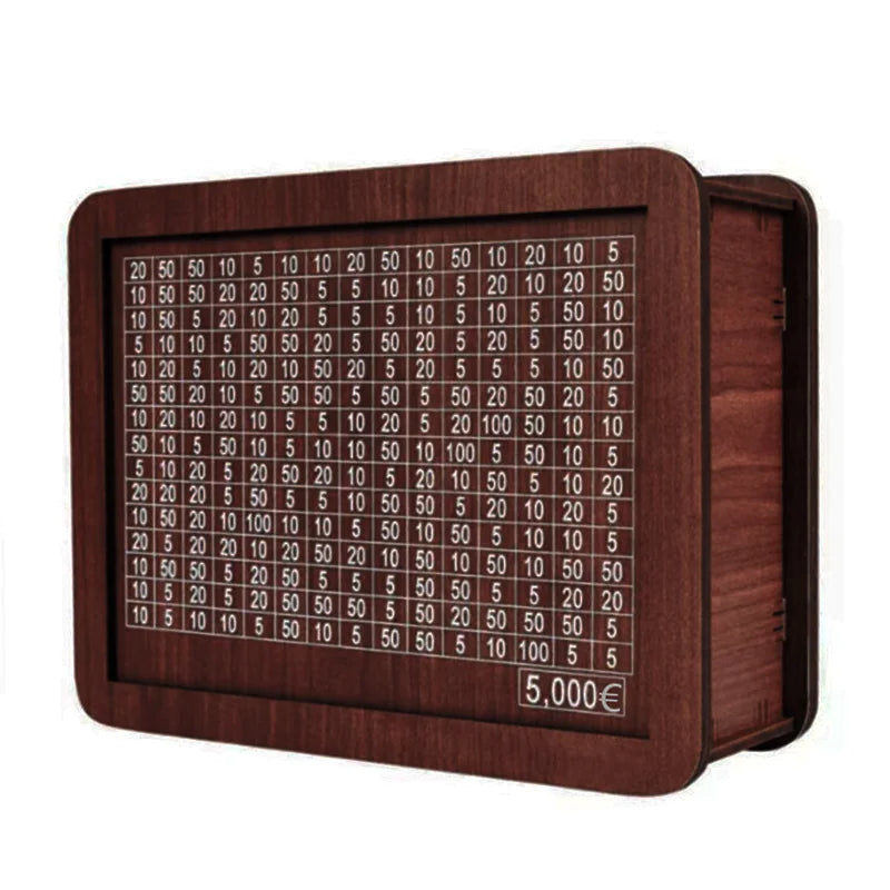 Wooden Money Challenge Box 1000/2000/3000/5000/10000 Euro – Piggy Bank Cash Vault & Savings Case