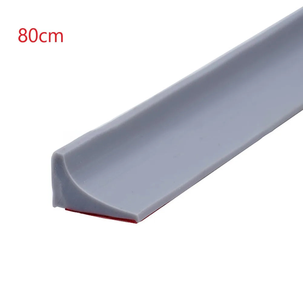 Silicone Shower & Kitchen Water Barrier Strip – Water Stopper Seal, 30/50/80/100/200 cm (11.8–78.7 in) – Transparent/Grey/Black/White