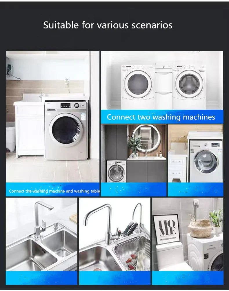 304 Stainless Steel Wall-Mount Double Outlet Angle Valve – 2 cm (0.79 in) Two-Way Washing Machine & Bidet Tap for Bathroom Kitchen Toilet